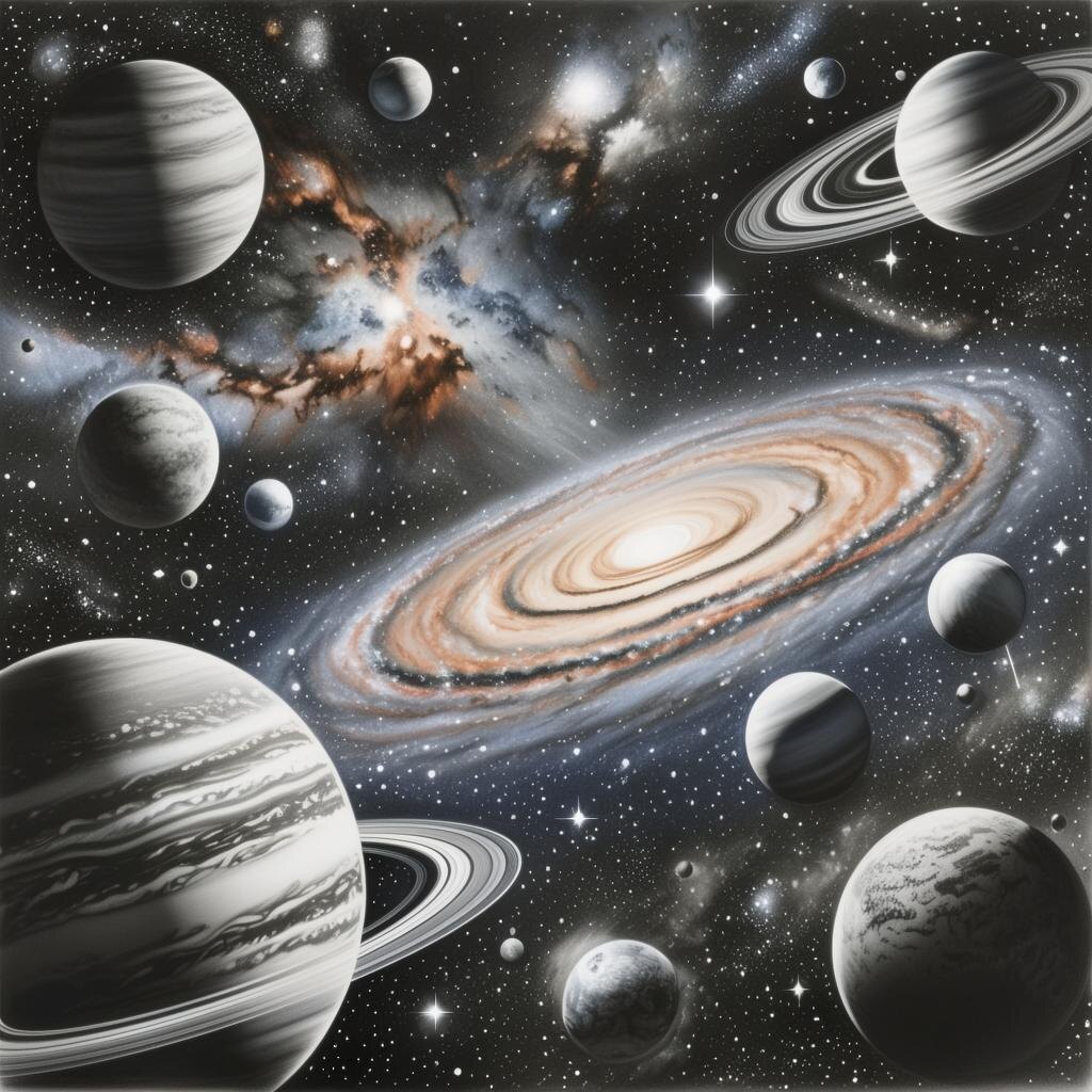 Планеты. Иллюстрация сгенерирована нейросетью