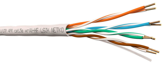 Кабель U/UTP4 cat.5e, 4 пары 24 AWG BC, 305м, нг(А)-HF LSZH - малодымный, не содержащий галогенов; белый; одножильный, FLUKE TEST, NETKO Expert СКС