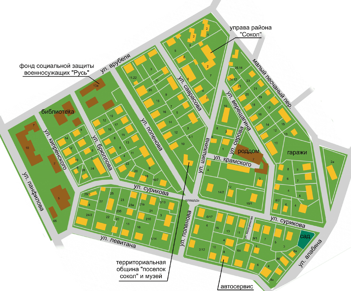 Современная схема Поселка "Сокол"