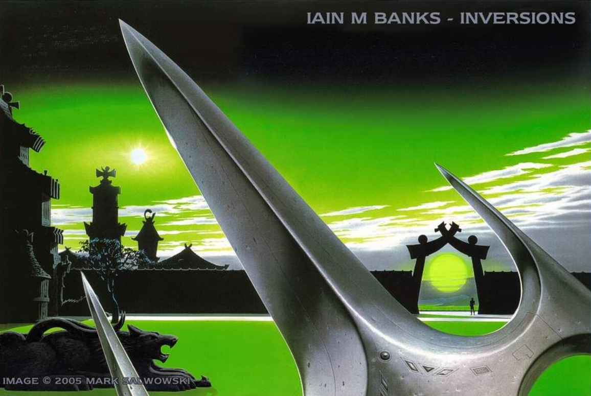 Изображение к изданию «Инверсий» от Orbit, а также русскоязычного от «Эксмо»/«Домино». Автор – Марк Сальвовски.
