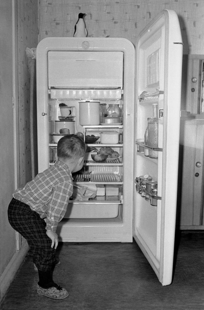 Портрет сына у семейного холодильника ЗиЛ «Москва»; Баш Олег Борисович, 1965 год
