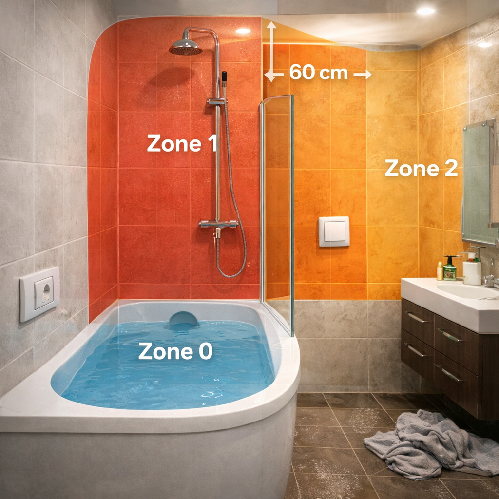 В электрике есть понятие зон влажности. 