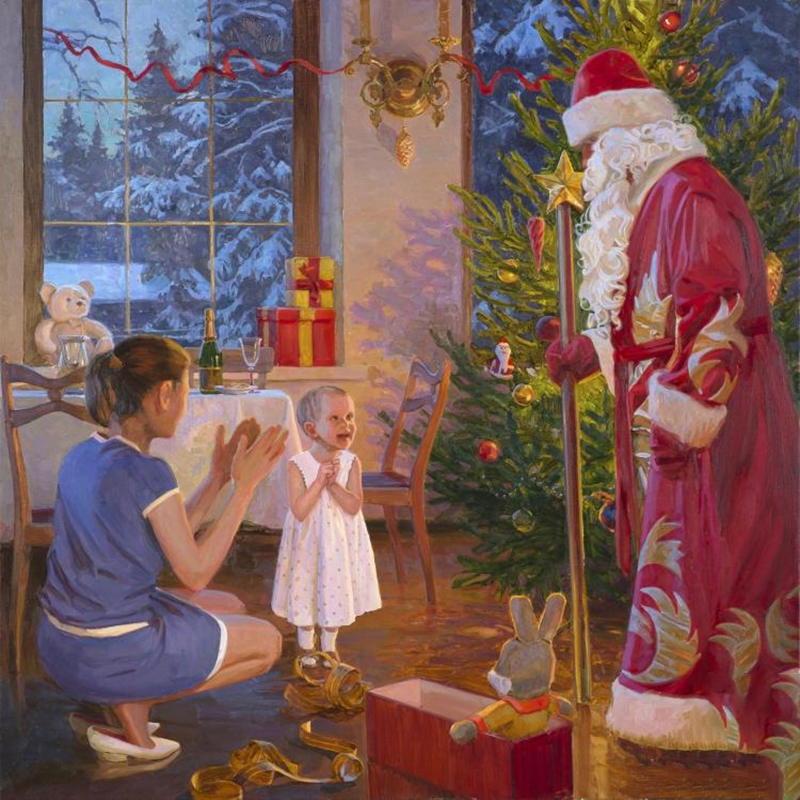 Художник Сергей Пантелеев  -  «Дед Мороз пришёл»