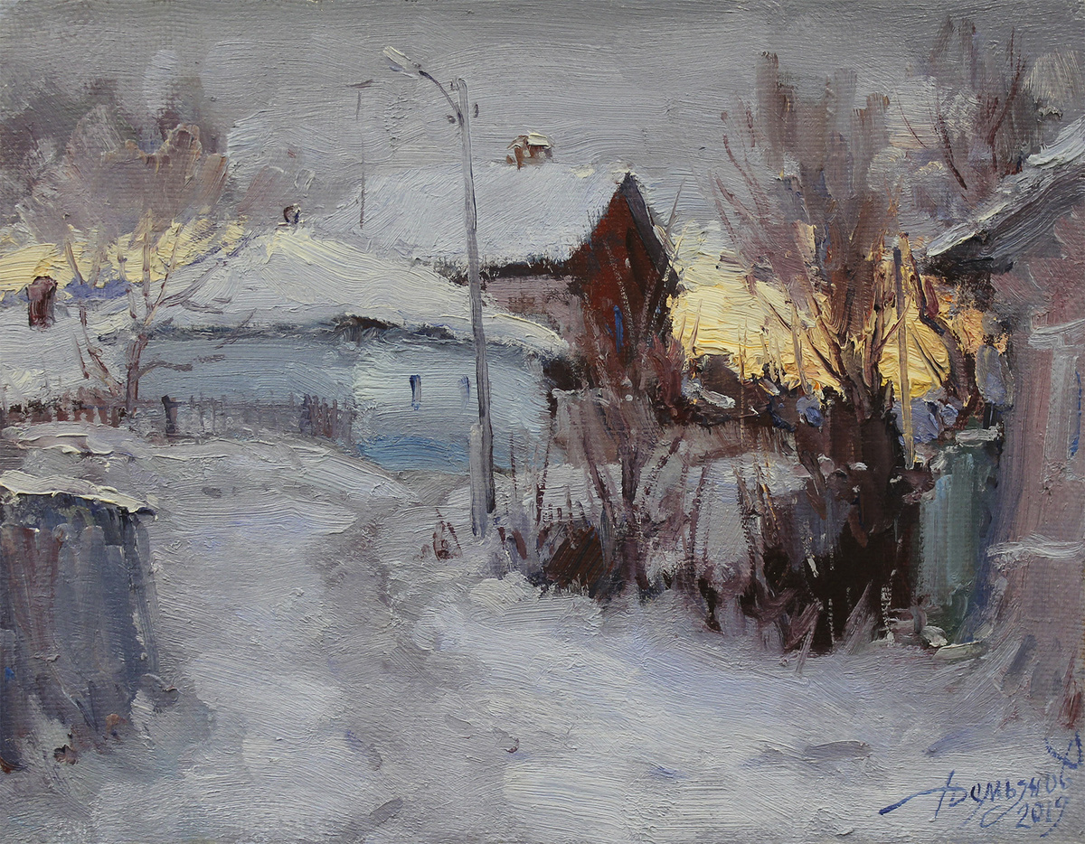 «Холодный вечер», холст, масло, 35 x 45 см, 2019 г.