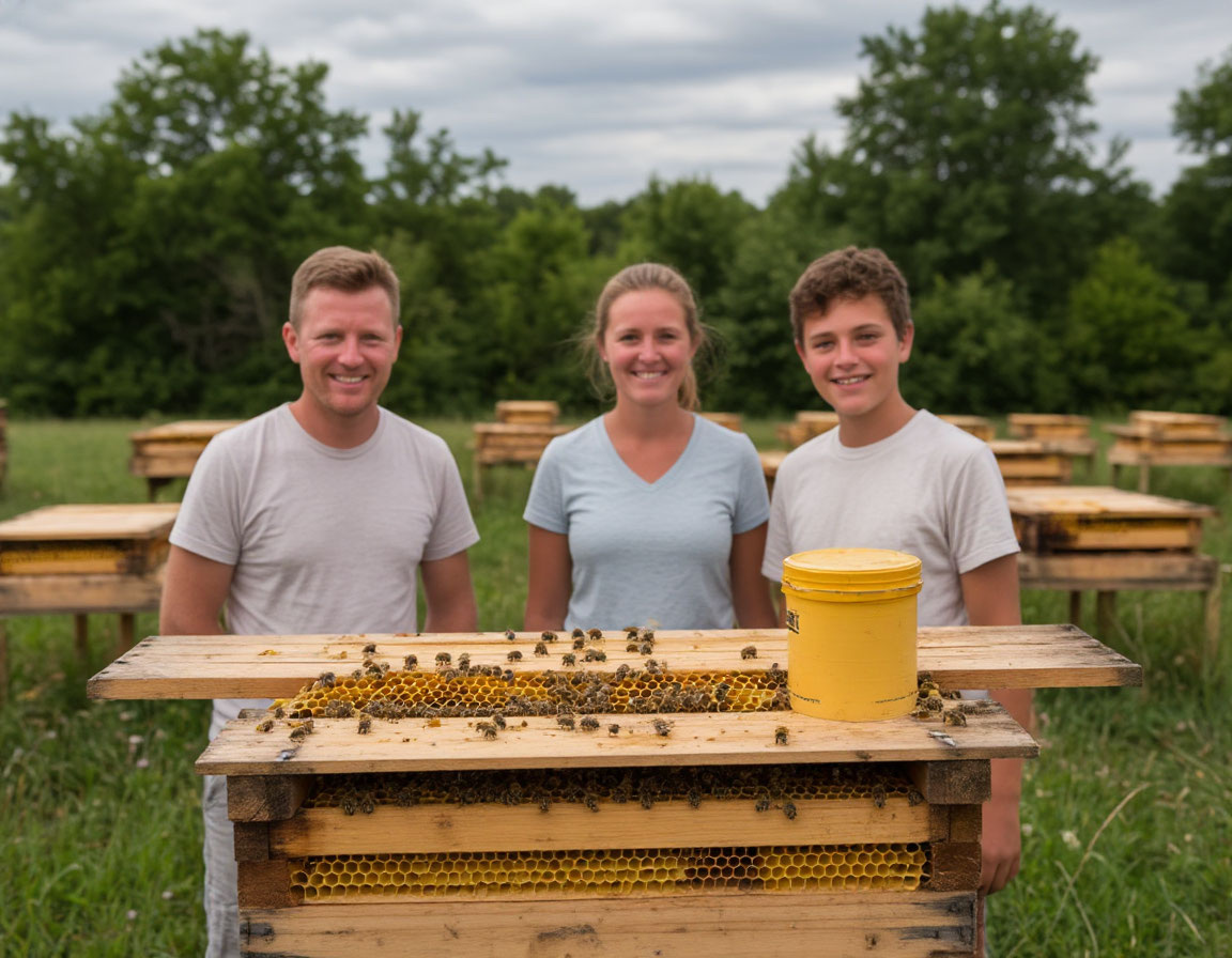 Вот так по версии нейросети "Шедеврум" выглядит семейная пасека. ПчОлы впечетляют своими размерами )))