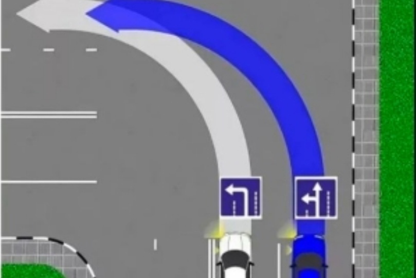 Из двух полос поворот налево в одну полосу, кто обязан уступить дорогу, а кто имеет право проехать первым. Реальная судебная практика