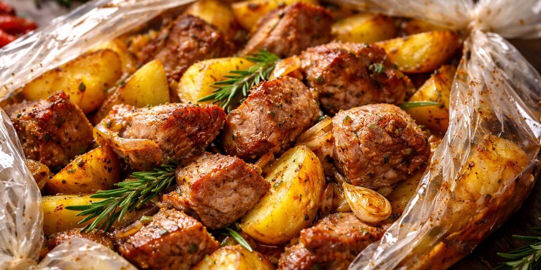 Поставила в духовку и занялась семьёй: мясо по-деревенски в рукаве