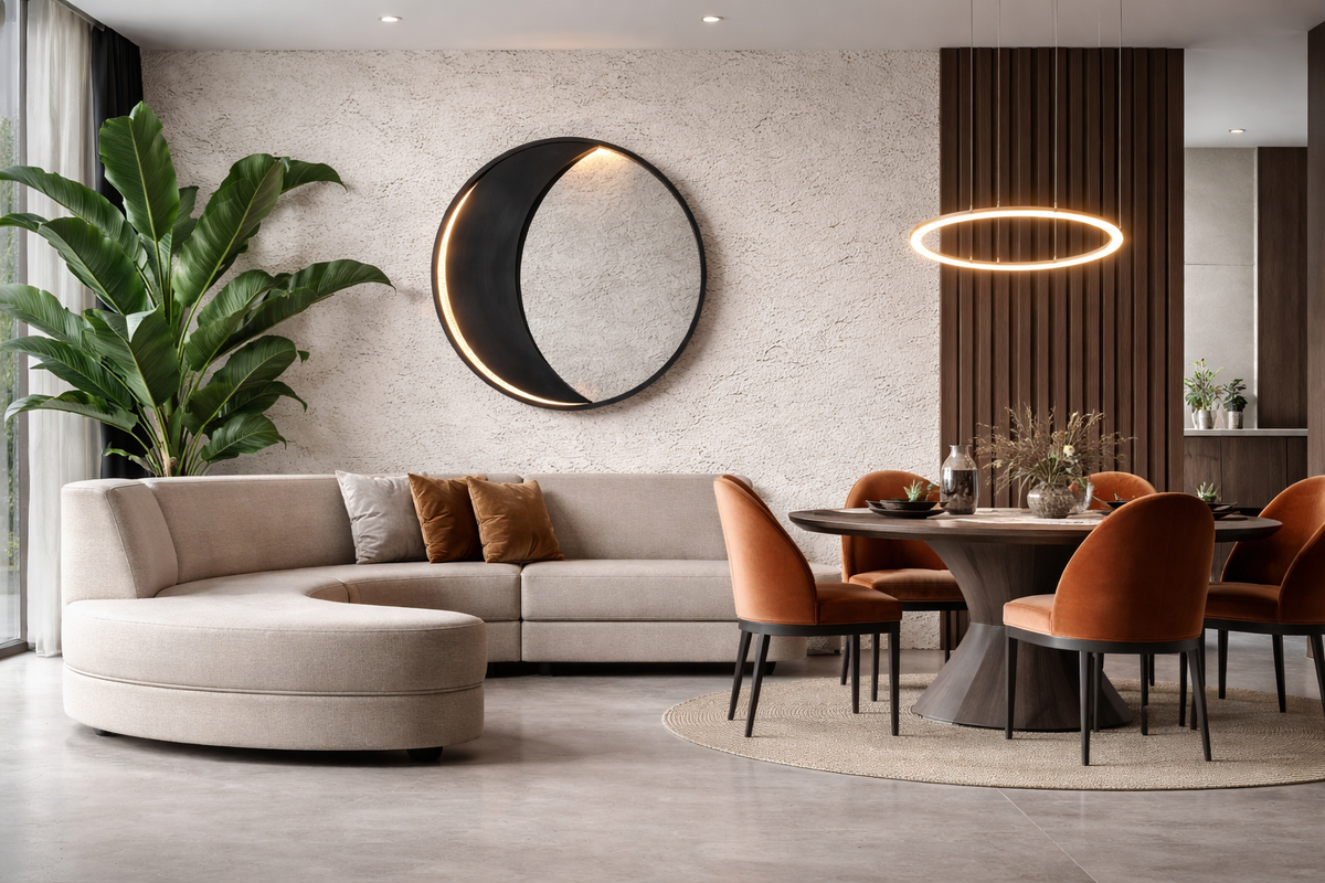 Декоративная штукатурка AlterItaly VITERBO Naturale и на полу декоративное покрытие AlterItaly ROVIGO с эффектом микроцемента