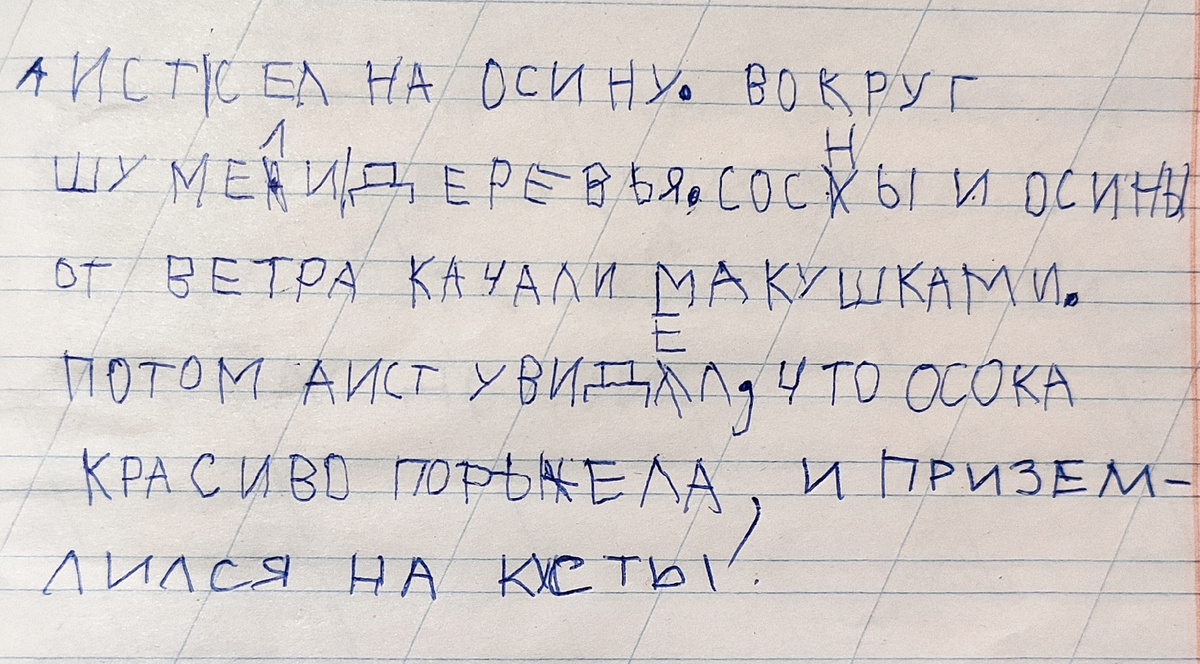 Так выглядит рассказ в тетради. 