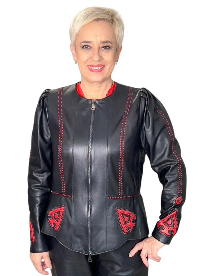 Авторский кожаный жакет "Языки пламени". Ателье Ирины Берзиной