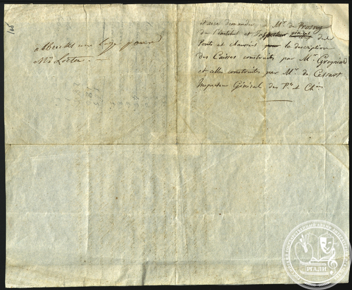 К.И. Росси. Записи для памяти. Ок. 1804 г. РГАЛИ. Ф. 845. Оп. 1. Автограф. На франц. яз.