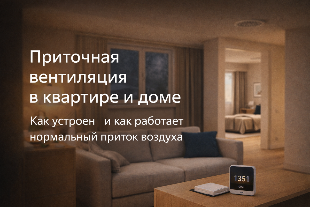 В квартире может быть тепло и тихо, но всё равно душно. Приточная вентиляция даёт контролируемый свежий воздух.