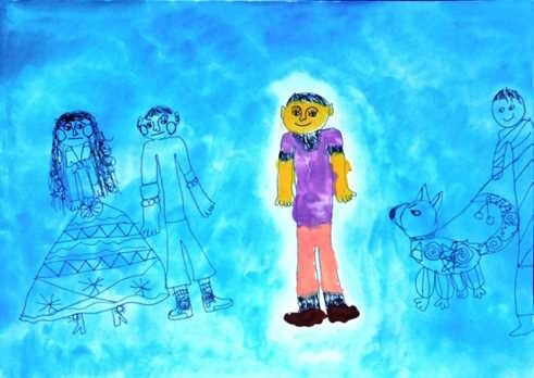 Рисунок к сказке «Человек, который светился – София Нечипуренко, 5 лет.