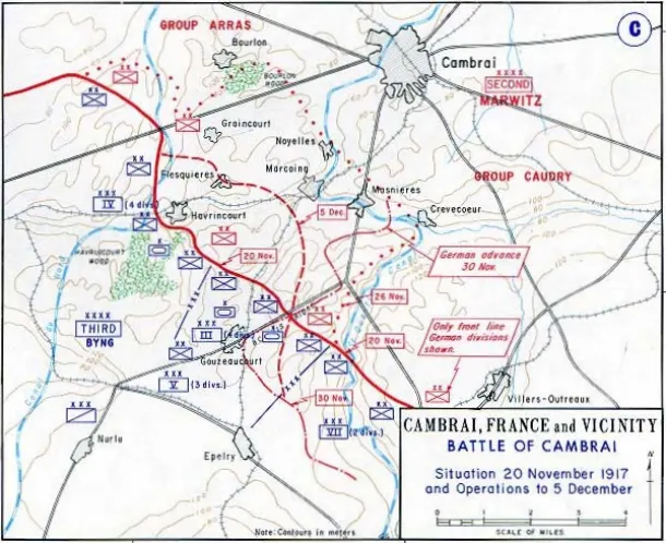 Карта битвы при Камбре