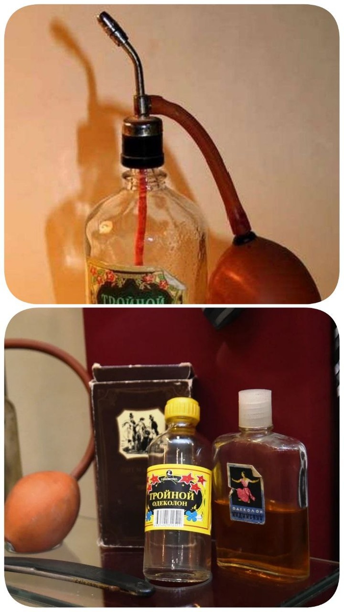 Флакон с тройным одеколоном и помпа