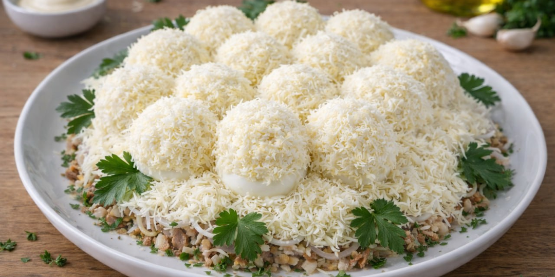 Белоснежный салат Рафаэлло для уютного новогоднего застолья