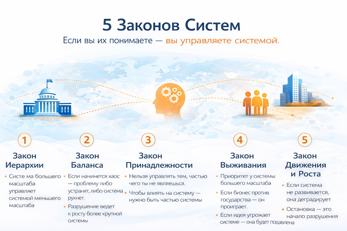 5 Законов Систем. Если вы их понимаете - вы управляете системой.