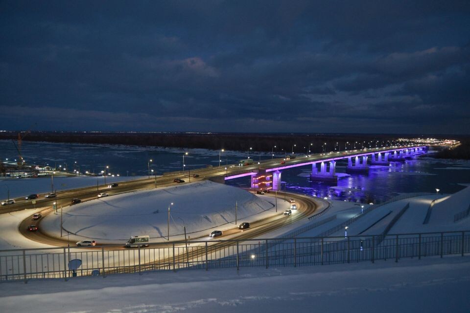    Барнаул. Новый мост. Обь. Снег.. Источник: Олег Укладов