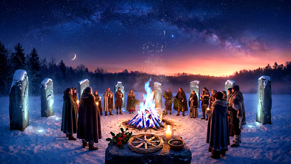 Солнцестояние 21.12.2025. Зимний солнцеворот: Самая длинная ночь в году. Йоль — праздник середины зимы