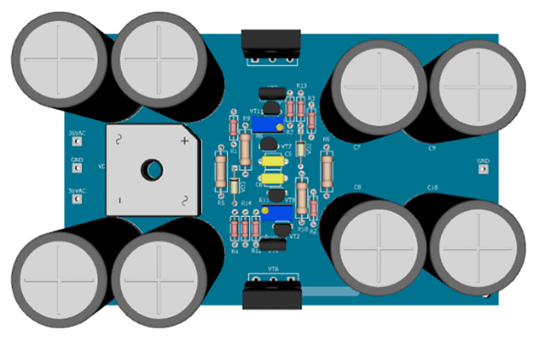 Стабилизированный БП ±40 В для усилителя