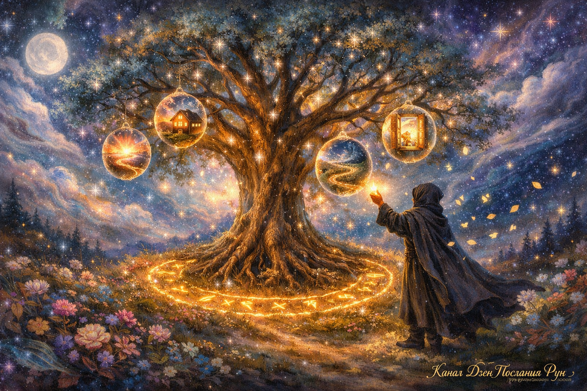 Космический сад Урожая Судьбы — рунический расклад на ближайшую неделю. Руны Йера, Эйваз, Наутиз, Дагаз подскажут, какой урожай событий вы собираете сейчас и к чему ведут ваши усилия.