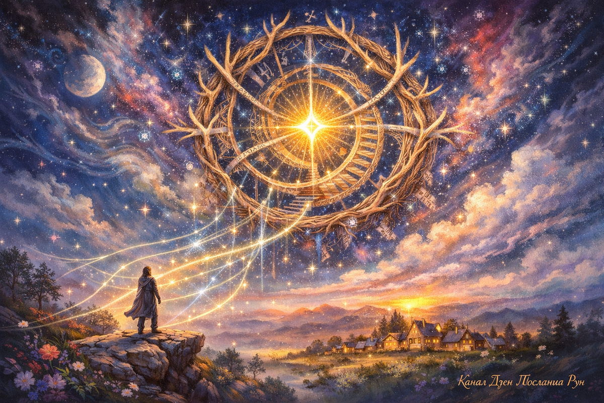 Небесный компас Поворотов и Защиты — гадание на рунах Альгиз, Эйваз и Совуло о важных решениях, выборе пути и поддержке Высших Сил. Рунический расклад для тех, кто ждёт знак, куда двигаться дальше.