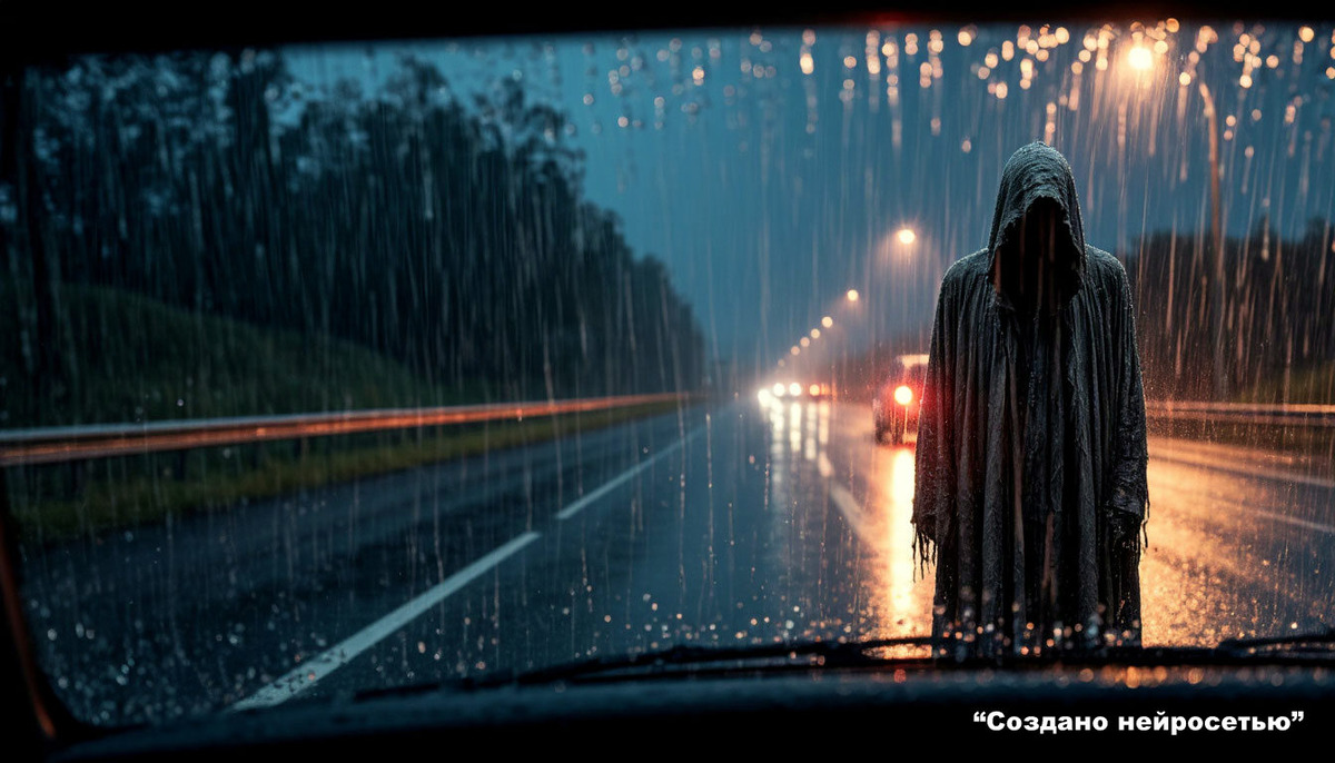 Вид из салона авто...Встреча на трассе... 