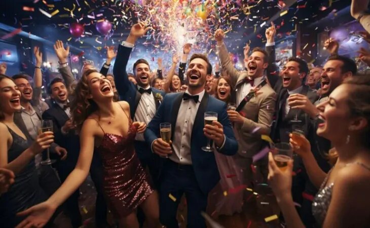 Новогодний корпоратив. Фото: сгенерировано с помощью нейросети "Алиса", amic.ru