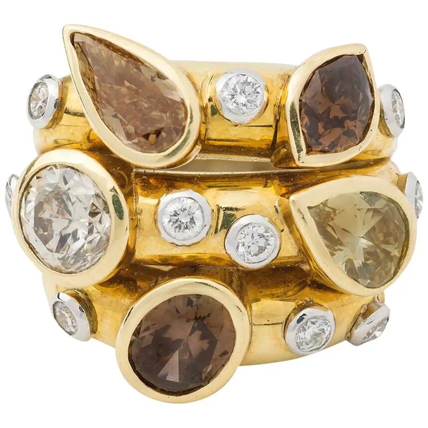 Кольцо с цветными бриллиантами от David Webb