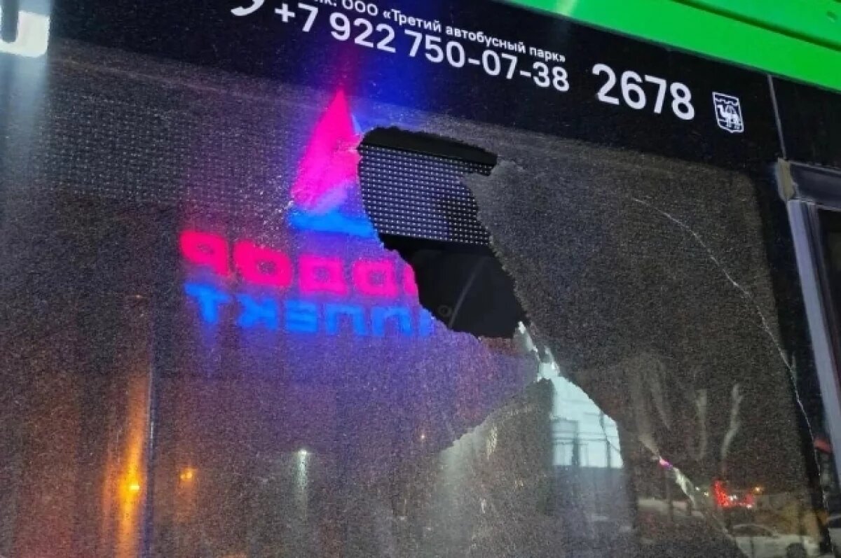    В Челябинске хулиганы бросили булыжник в рейсовый автобус