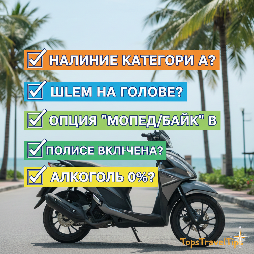 Страховка в Таиланд управление мопедом чек-лист.