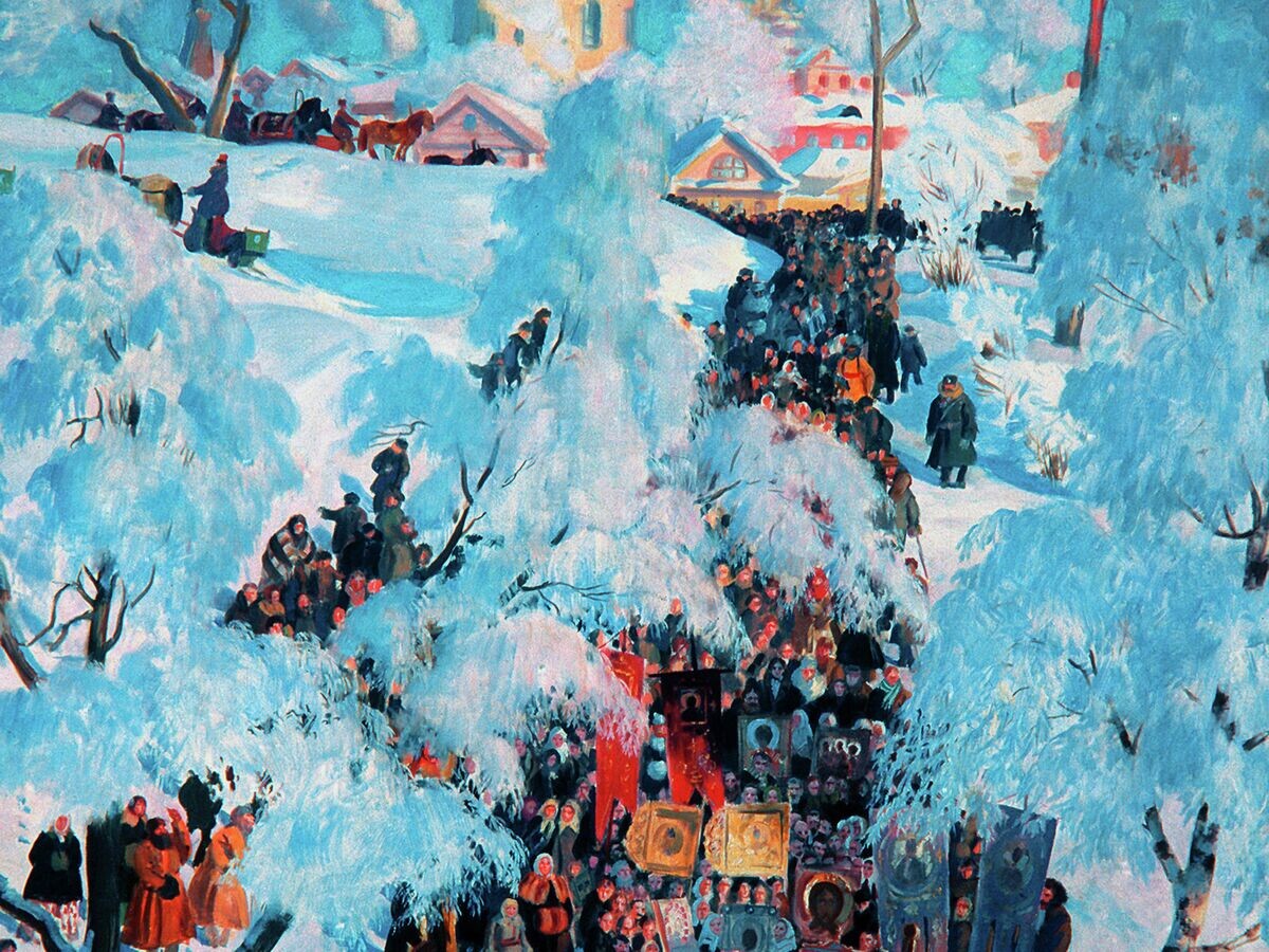    Картина Б. Кустодиева "Крестный ход в деревне" | © РИА Новости / А. Свердлов