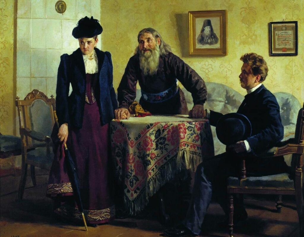 «Увещевание». Н. В. Неврев, 1893.