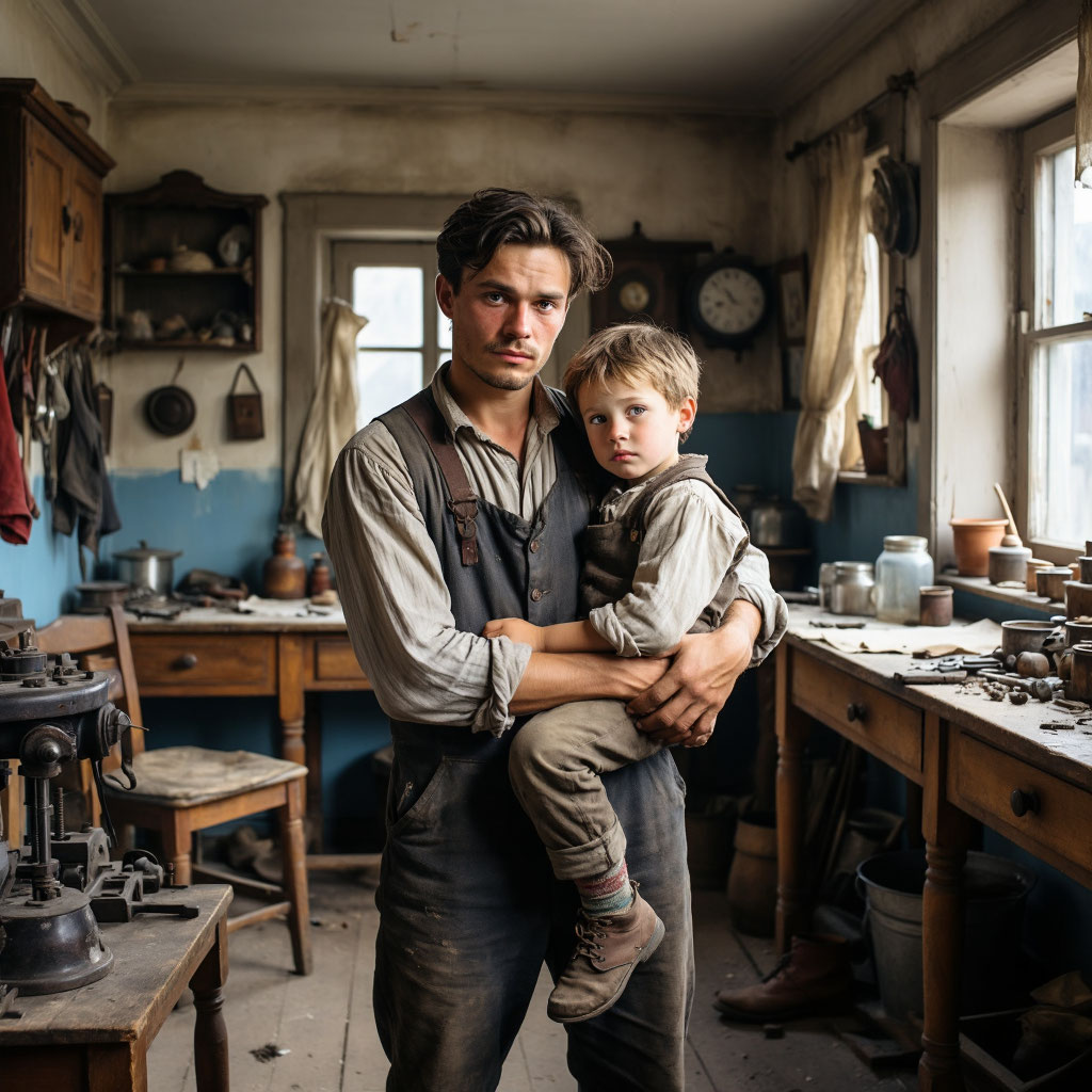 Максим Горький (в молодости) с Алешей Пешковым (в детстве) с точки зрения Алисы