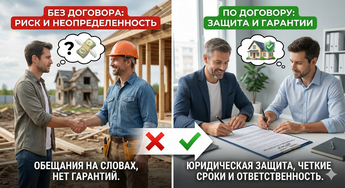 Рукопожатие к делу не пришьешь. Иллюстрация того, почему договор - это фундамент вашей безопасности, а не просто бюрократия.