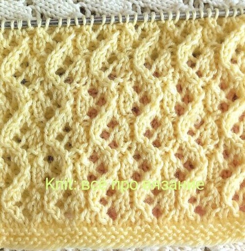 Ажурный узор спицами. 