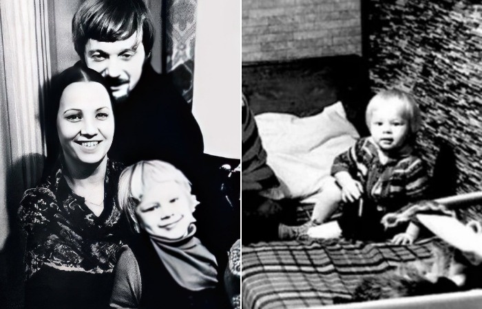 Олеся Рудакова в детстве с родителями.