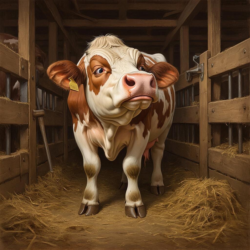 Болит ли голова у коров? Изображение сгенерировано сервисом GigaChat 