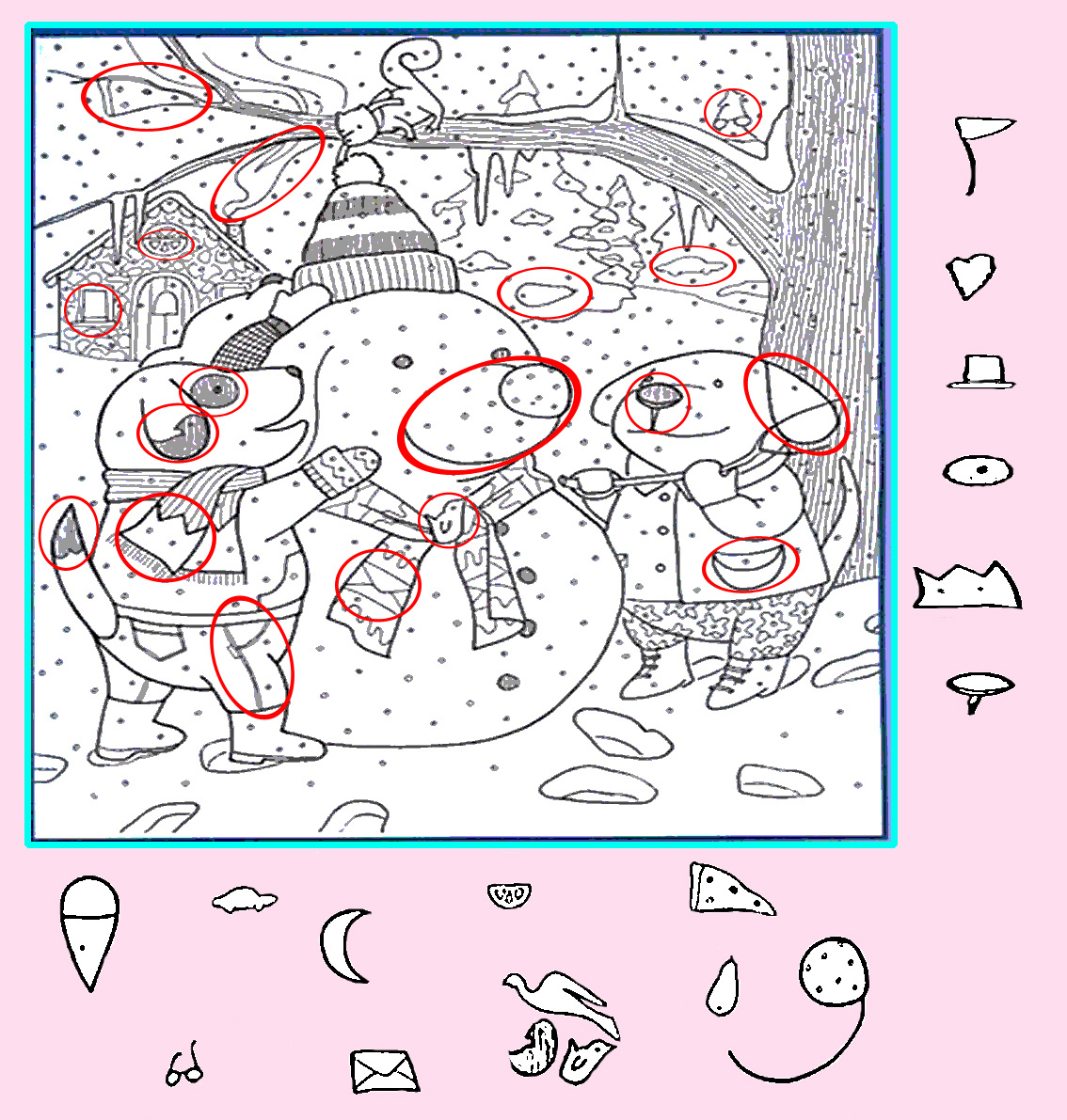 Картинка-ответ (18 спрятанных предметов). Картинка подготовлена автором