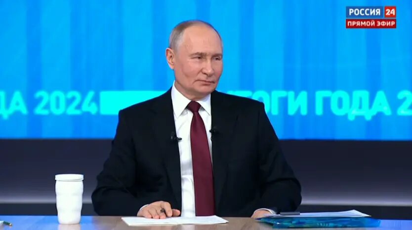    Фото: кадр Прямой линии Владимира Путина на телеканале «Россия 24» в 2024 году