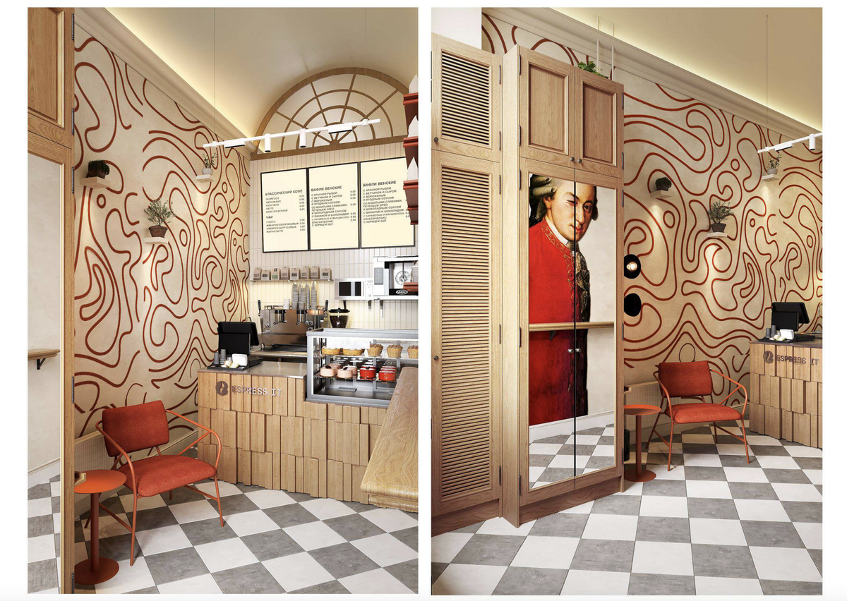 Визуал кофейни Espress It: интерьер