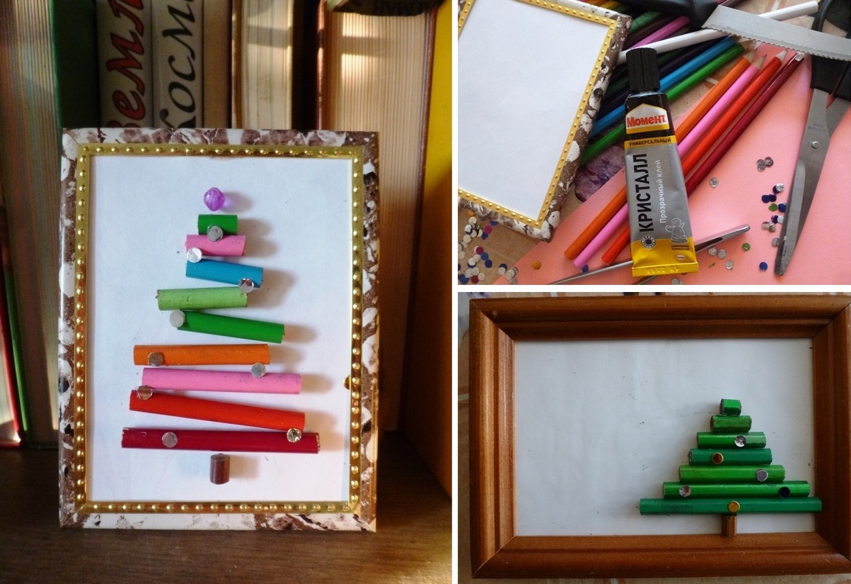    Панно «Елочка» из карандашей