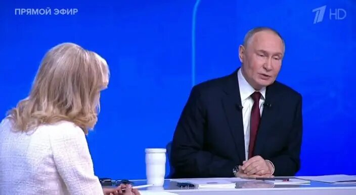    Прямая линия с Владимиром Путиным. Фото: кадр программы «Итоги года с Владимиром Путиным» на Первом канале