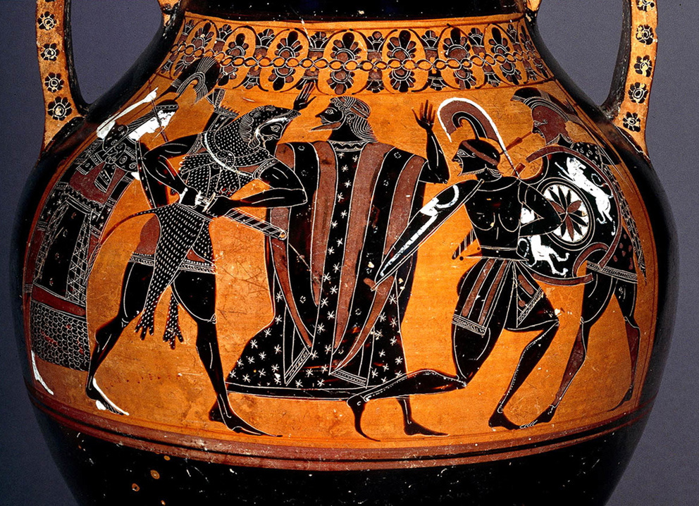 Чернофигурная амфора, изображающая брак Зевса и Геры, приписываемая Берлинскому художнику , ок. 550–530 гг. до н.э. 