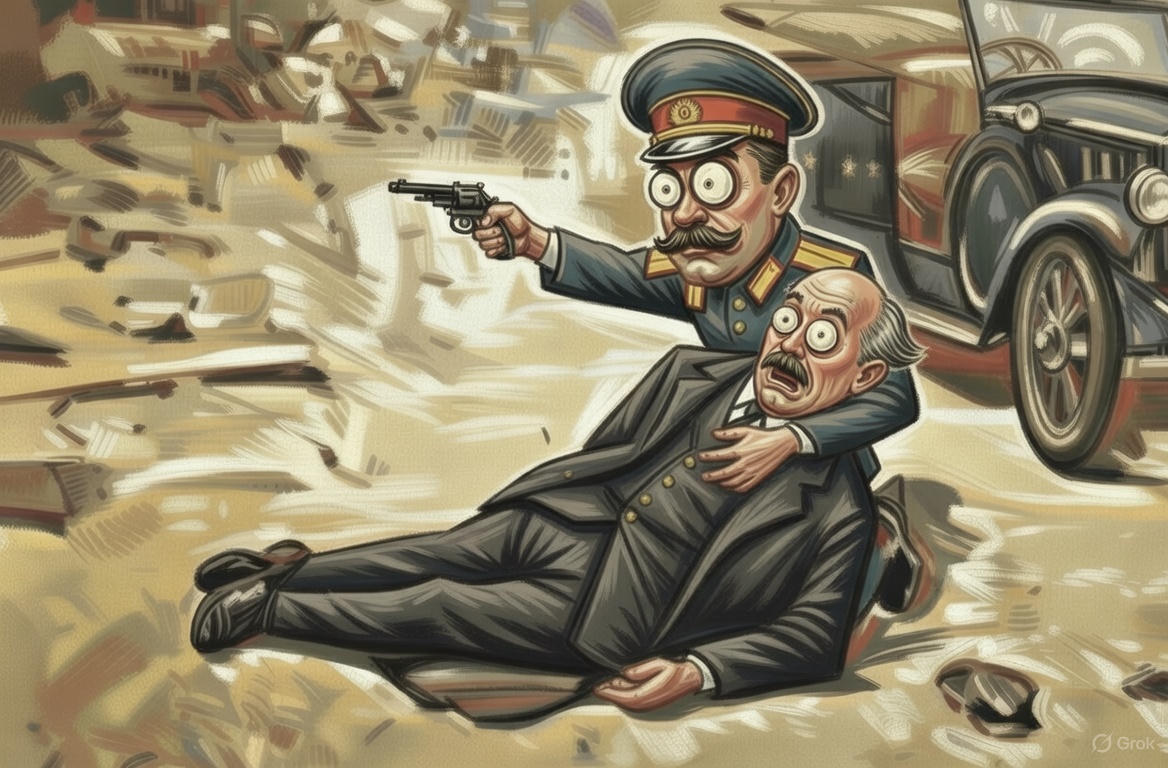 Превью. Карикатура на картину «Покушение на Ленина», Виктор Коваленко, 1969.