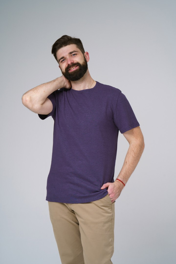 Мужская синяя футболка из конопли Uzor Wear