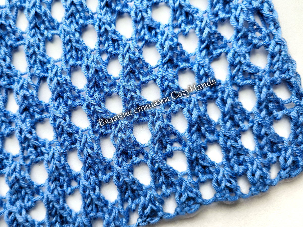 Крупная сетка спицами
