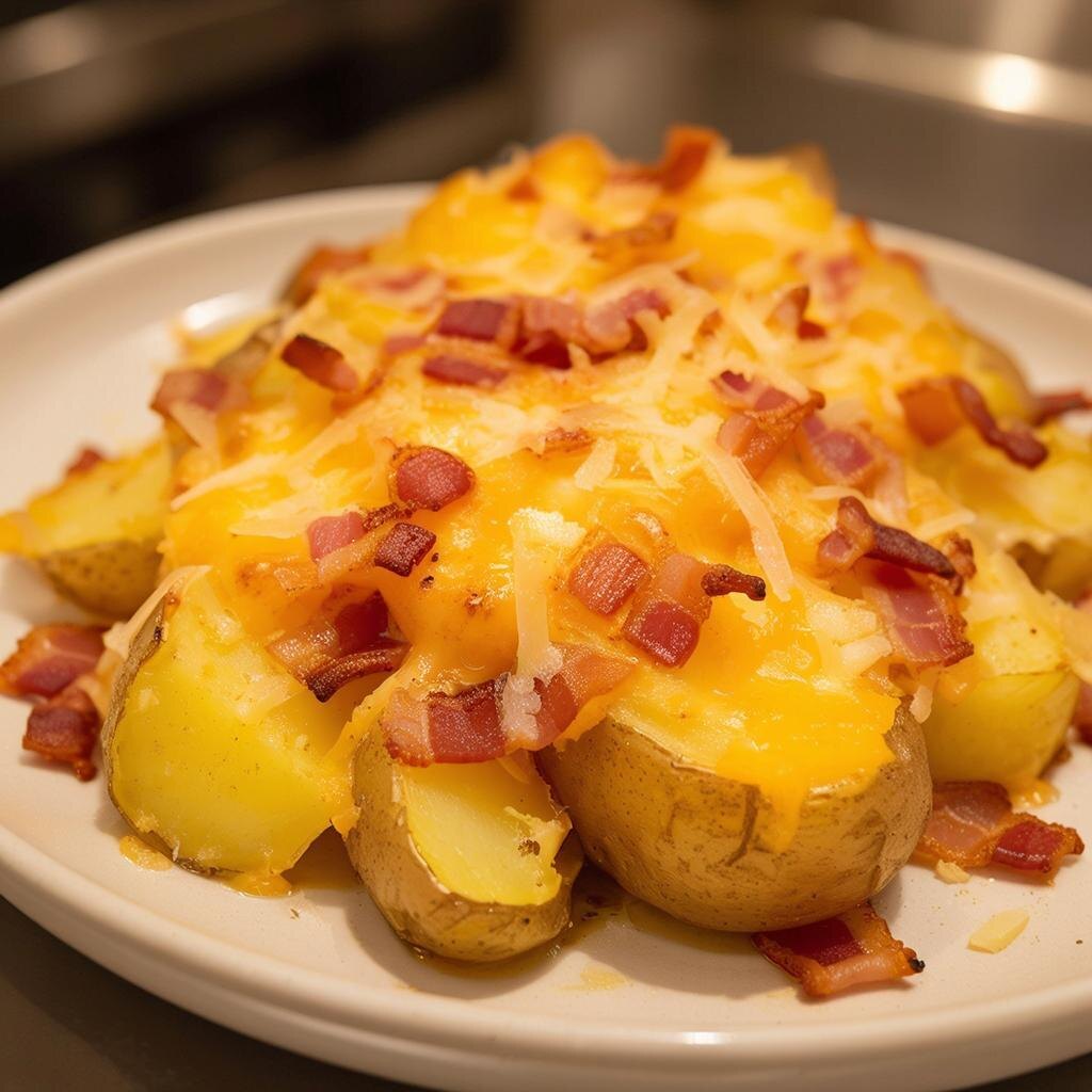 Золотистое совершенство: Запеченный картофель с беконом и сыром – ваш новый кулинарный фаворит! 