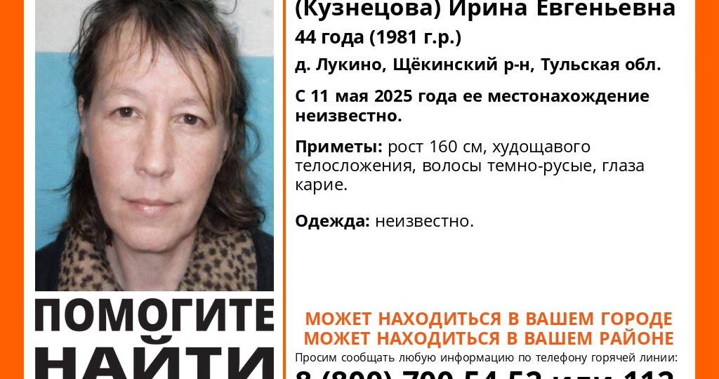 В Щекинском районе больше полугода не могут найти 44-летнюю женщину