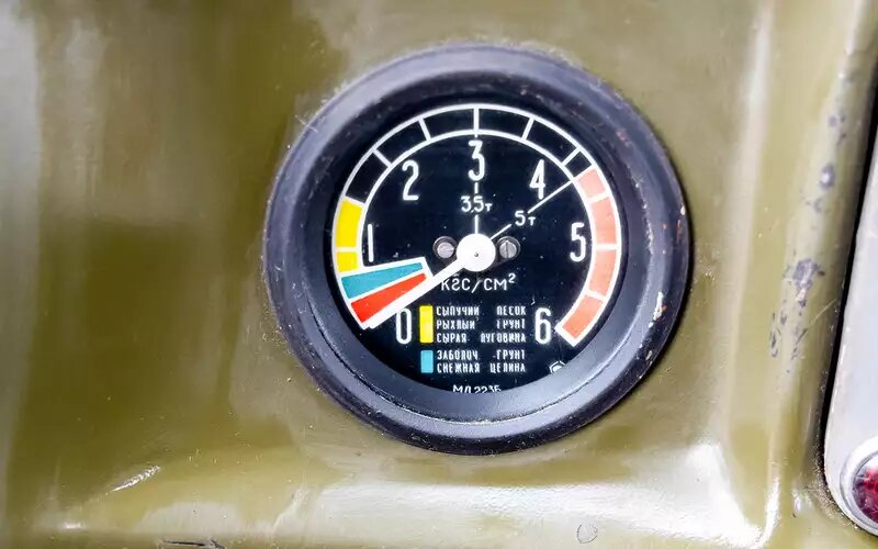    Манометр и управление системой регулировки давления в шинах.